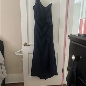 Xscape Blue One Shoulder Sleeveless Gown